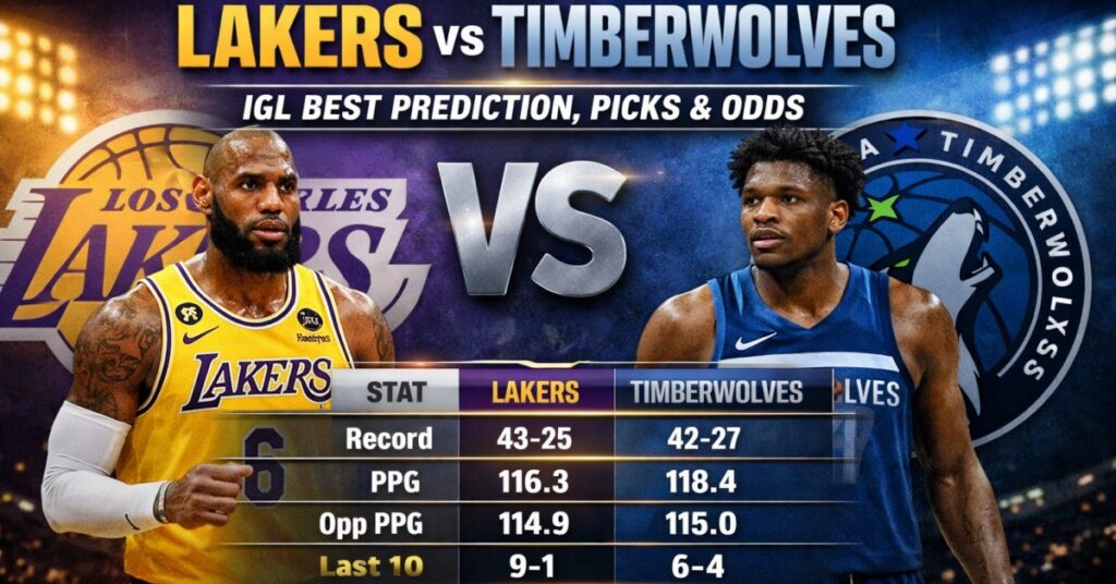 Get IGL Lakers vs Timberwolves match player prediction, best bets, player props, and same-game parlay. 