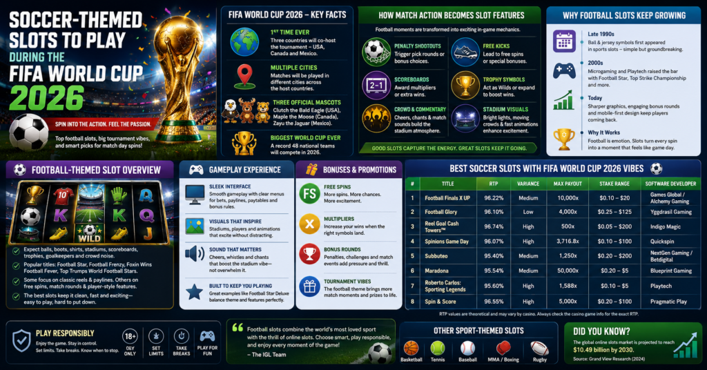 AI-generated infographic of football-themed slots created with a ChatGPT-written art prompt by IGL