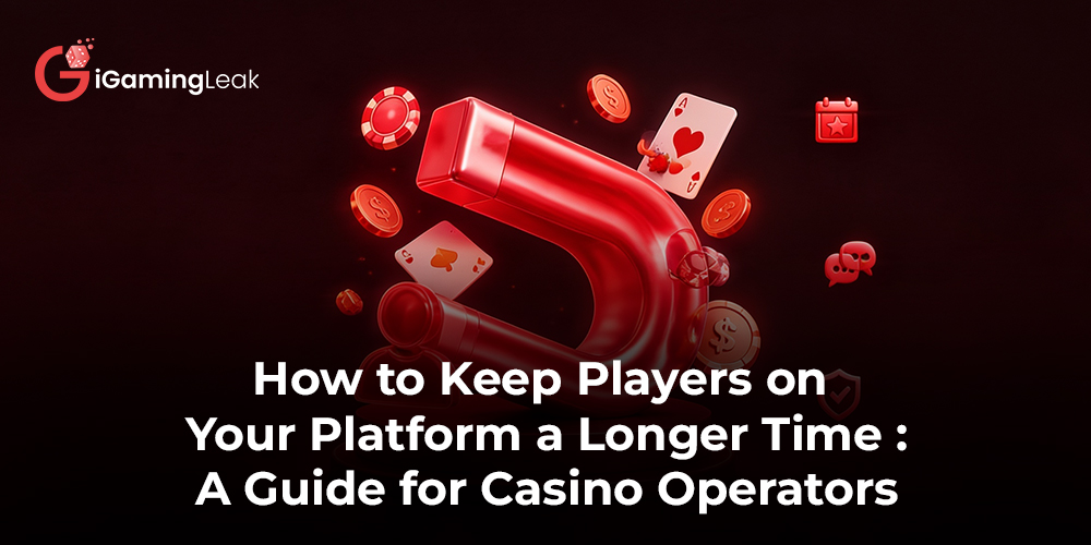 Casino player retention guide banner with magnet, cards, chips, and coins.